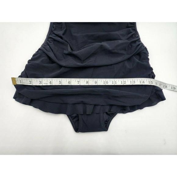 NWT Profile By Gottex Black Ruffled V-Neck One Piece Swim Suit Size 6 - Picture 6 of 12